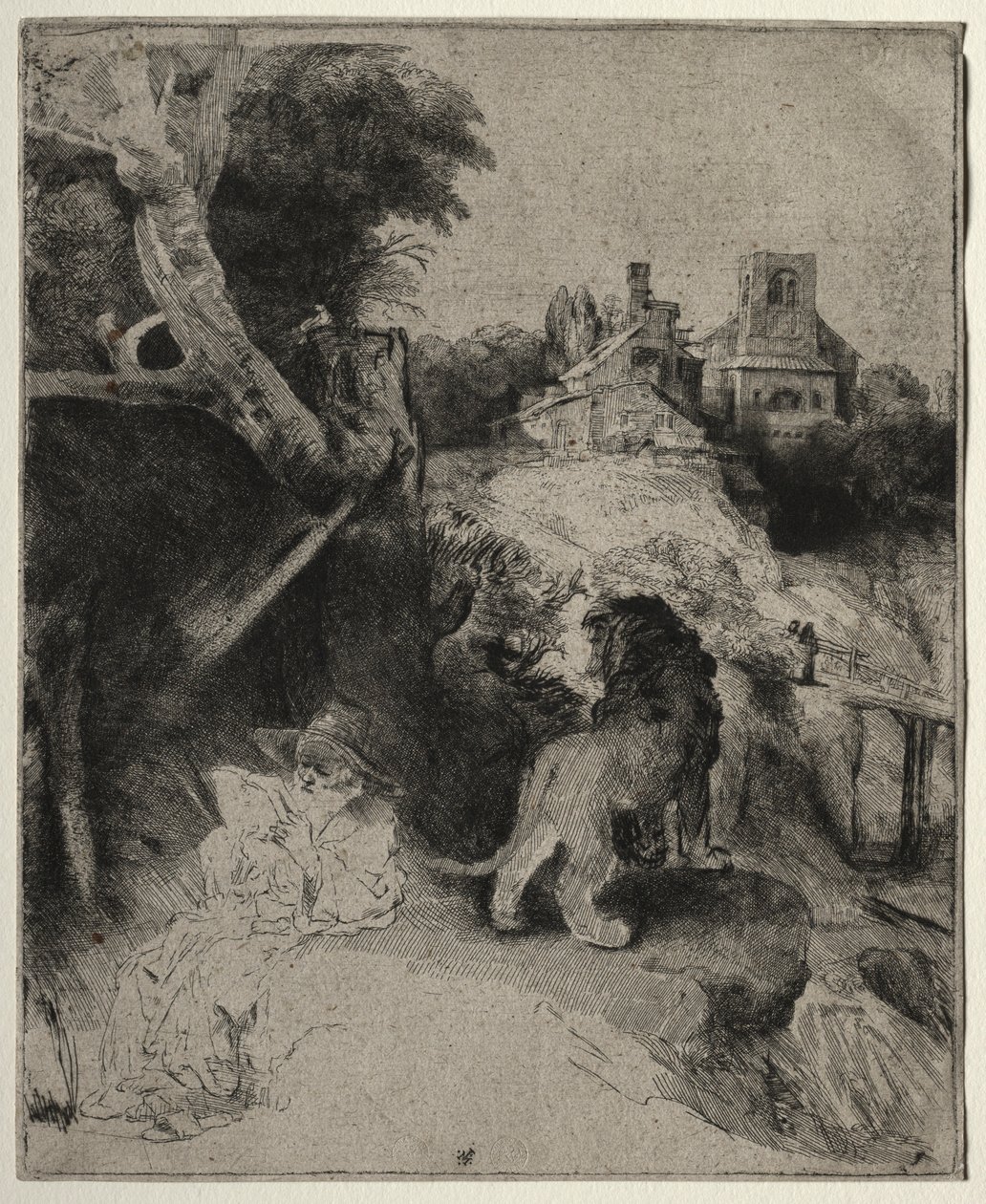 Bir İtalyan Manzarasında Aziz Jerome Okuma, c. 1653. by Rembrandt van Rijn