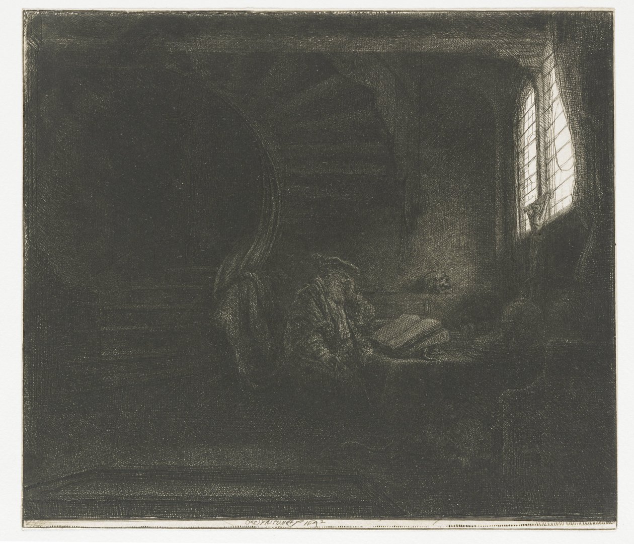 Karanlık bir odada St Jerome by Rembrandt van Rijn