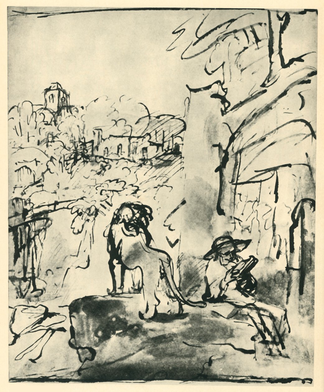 Aziz Jerome bir manzarada okuyor, 1649, 1943. by Rembrandt van Rijn