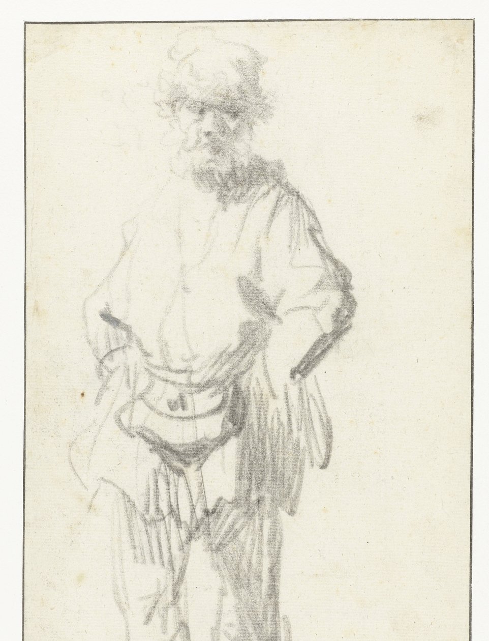 Bir Kese ile Ayakta Adam by Rembrandt van Rijn