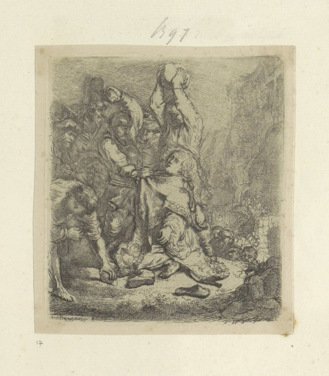 Steniging van Stefanus Seksen beş orijinal baskının toplanması (seri başlığı) by Rembrandt van Rijn