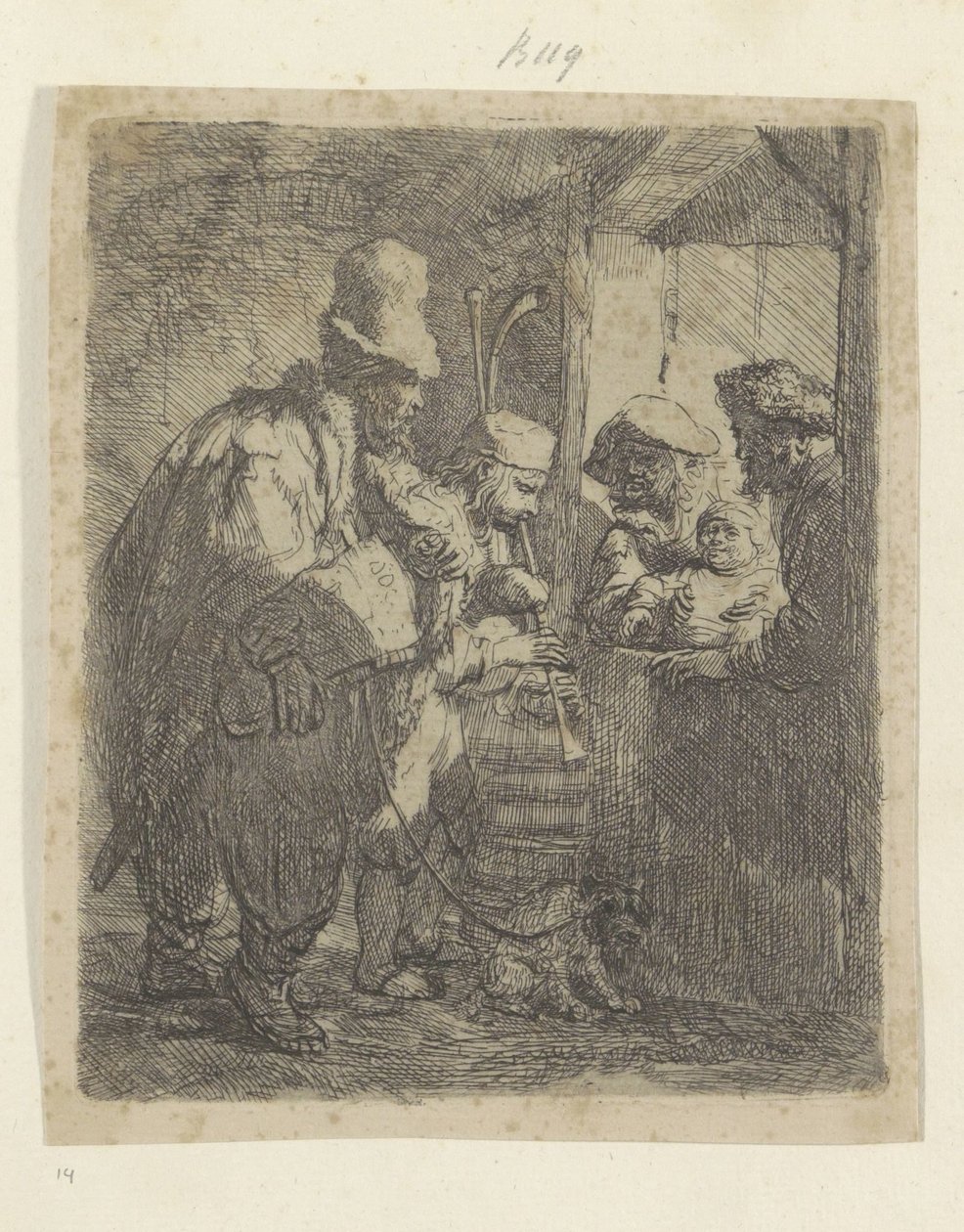 Straatmuzikanten Seksen beş orijinal baskının toplanması (seri başlığı) by Rembrandt van Rijn