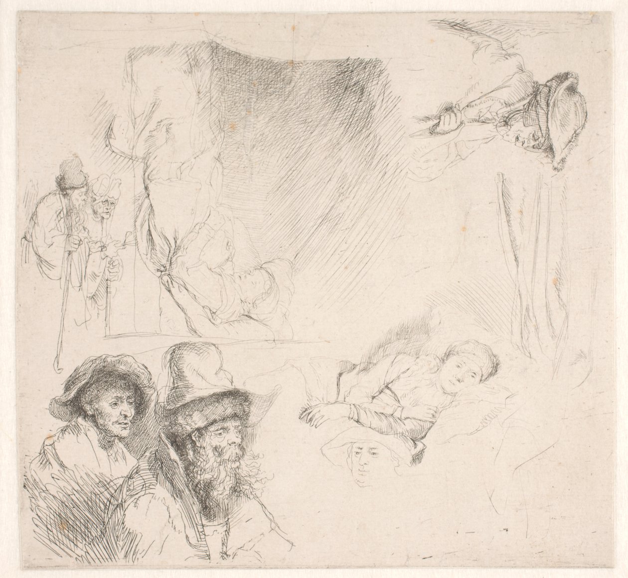 Yatalak bir kadın da dahil olmak üzere çalışma dergisi by Rembrandt van Rijn