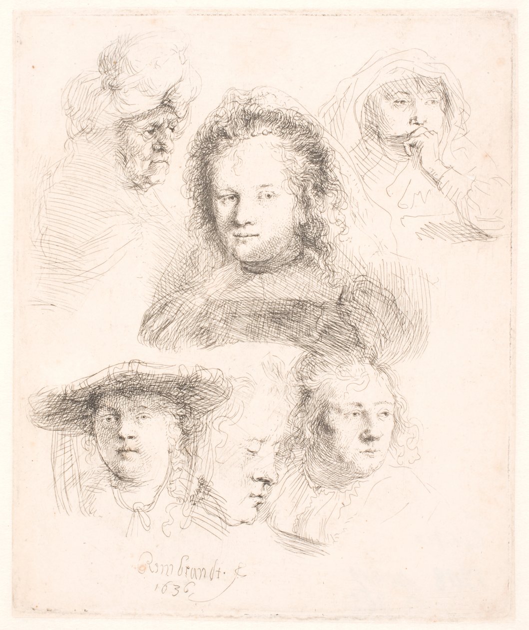 Saskia başkanı ve diğerlerinin çalışmaları by Rembrandt van Rijn