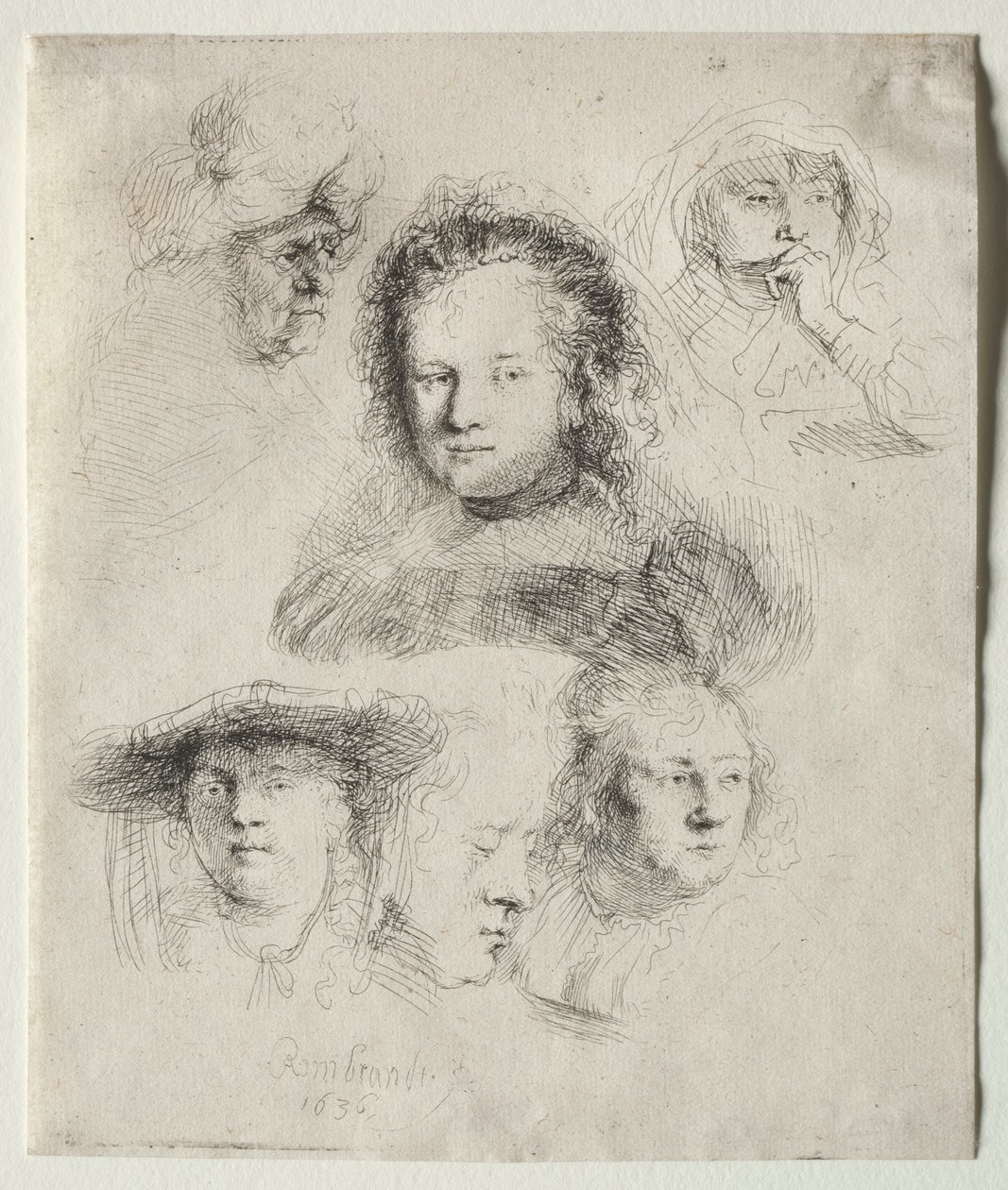 Saskia Başkanı ve Diğerleri, 1636 Çalışmaları. by Rembrandt van Rijn