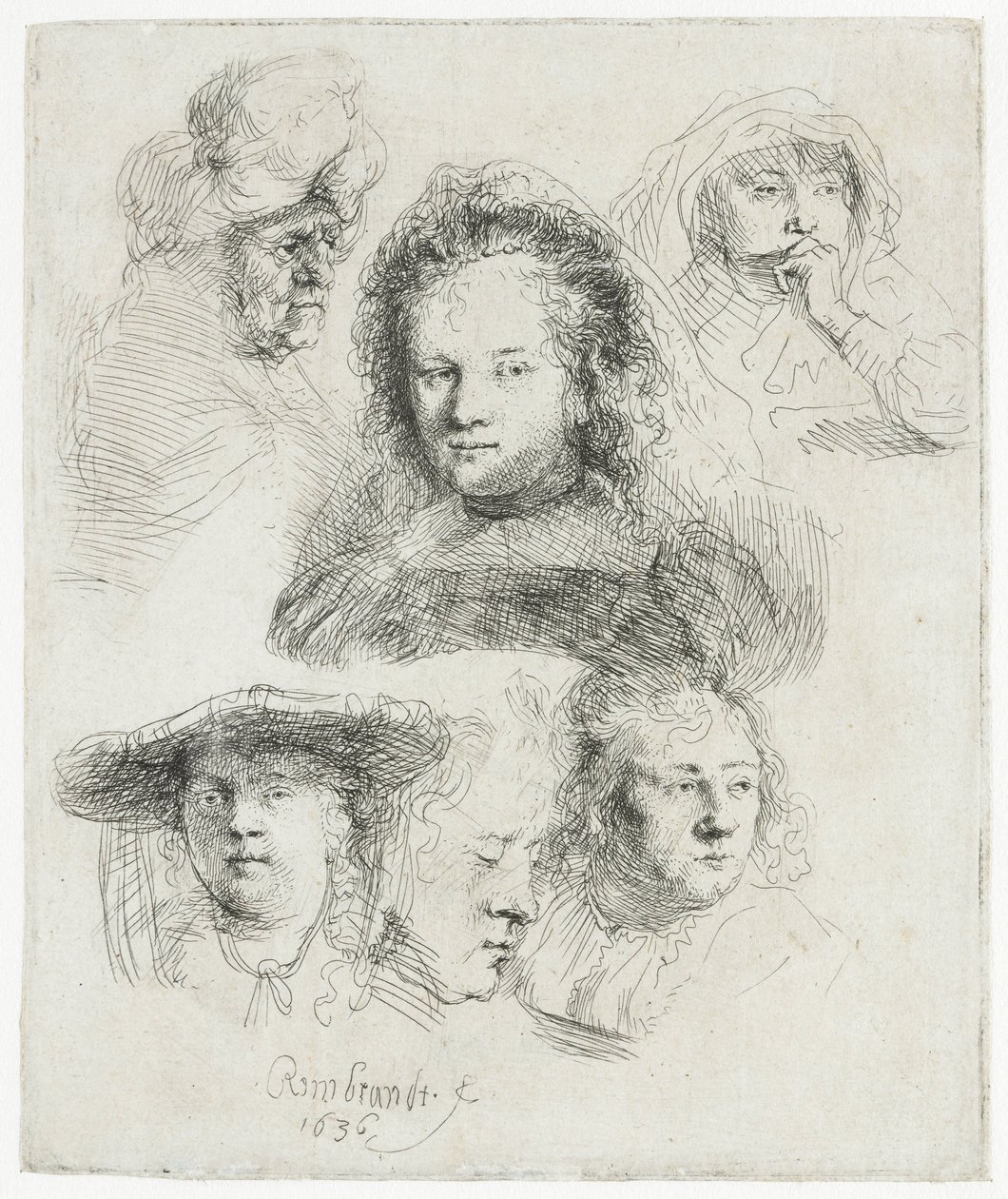 Saskia başkanı ve diğerlerinin çalışmaları by Rembrandt van Rijn