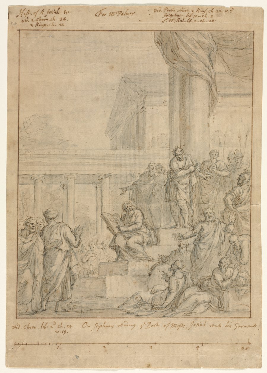 Giysilerini Yıkan Kral Josiah için Çalışma by Rembrandt van Rijn