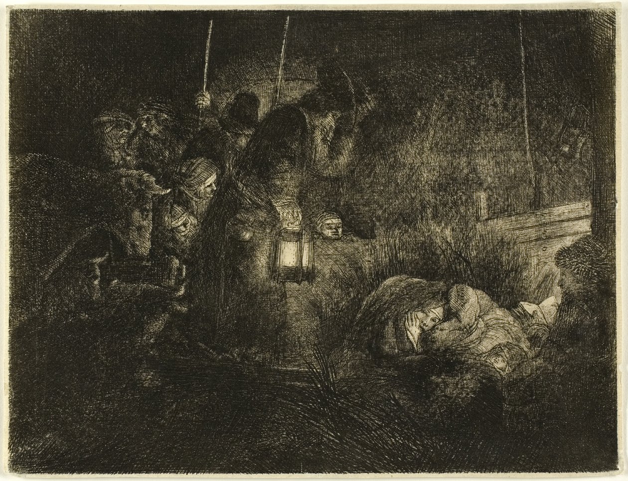 Çobanların Hayranlığı: Bir Gece Parçası by Rembrandt van Rijn