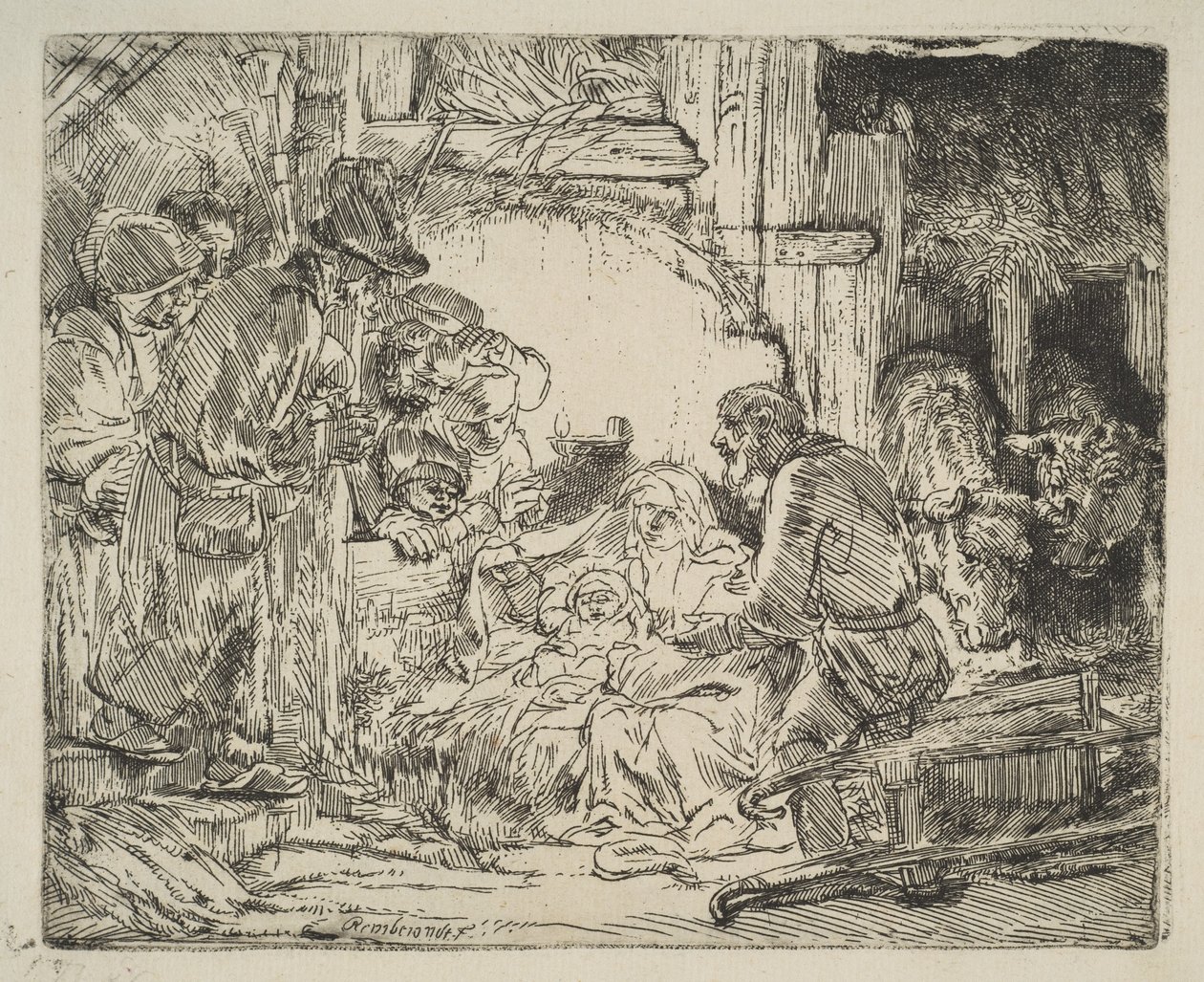 Çobanların Tapınması, lambalı, yakl. 1654. by Rembrandt van Rijn