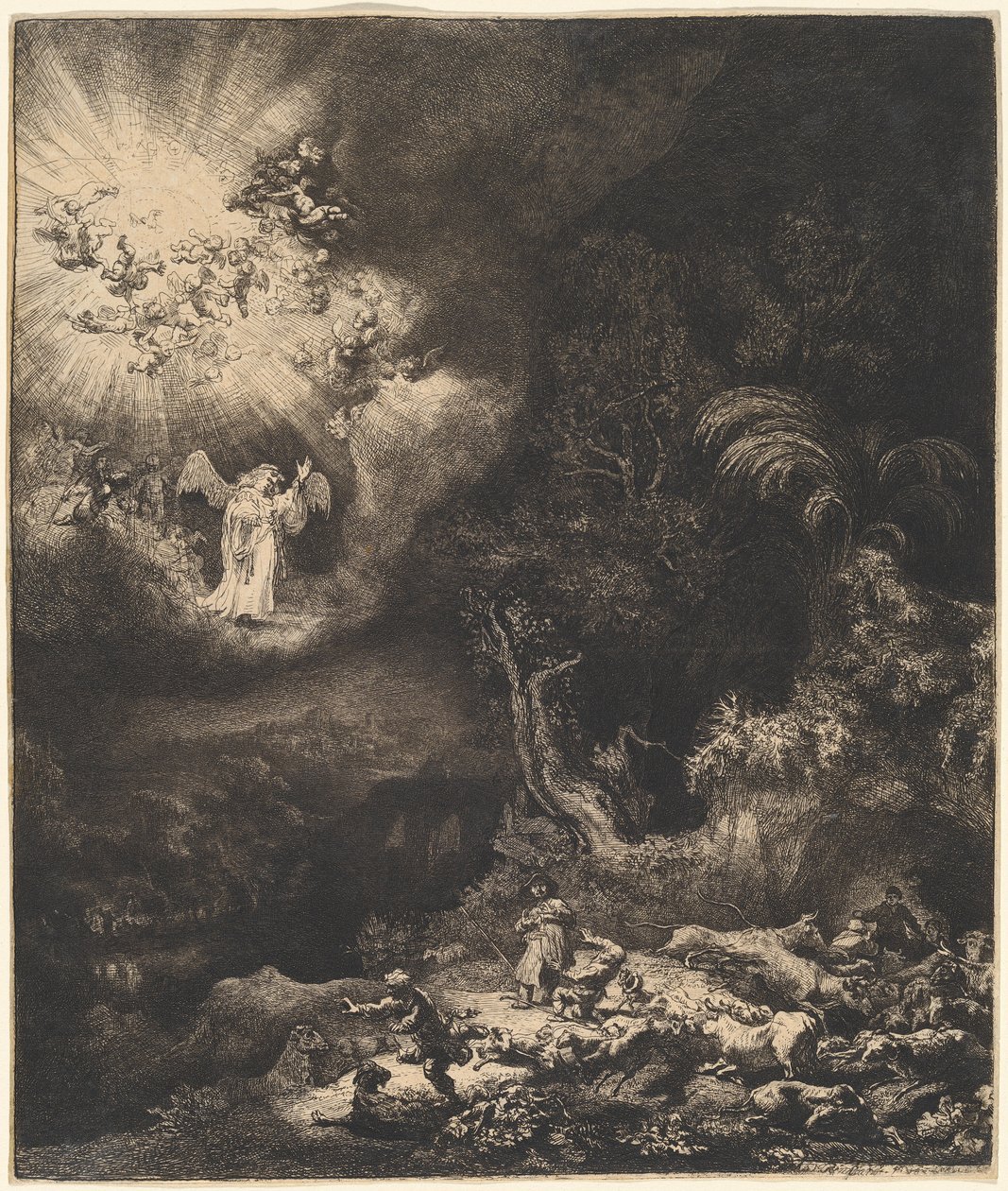 Çobanlara Görünen Melek by Rembrandt van Rijn