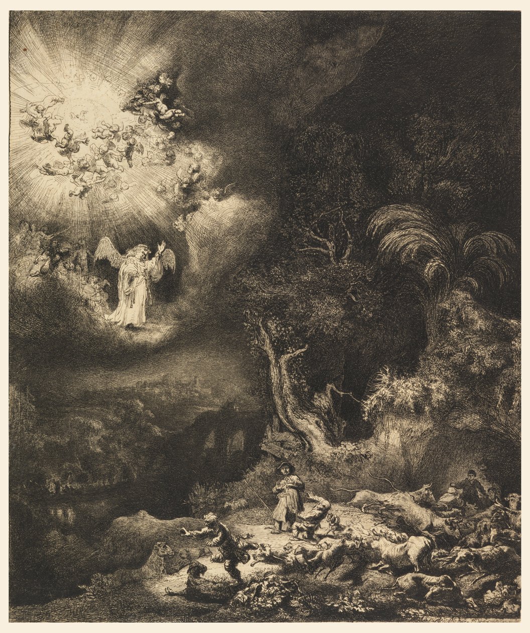 Çobanlara Görünen Melek by Rembrandt van Rijn