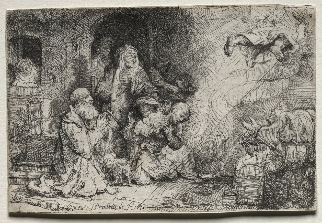 Tobit Ailesinden Ayrılan Melek by Rembrandt van Rijn