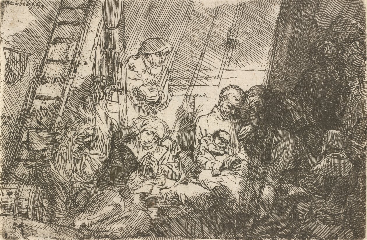 Ahırda Sünnet, 1654. by Rembrandt van Rijn