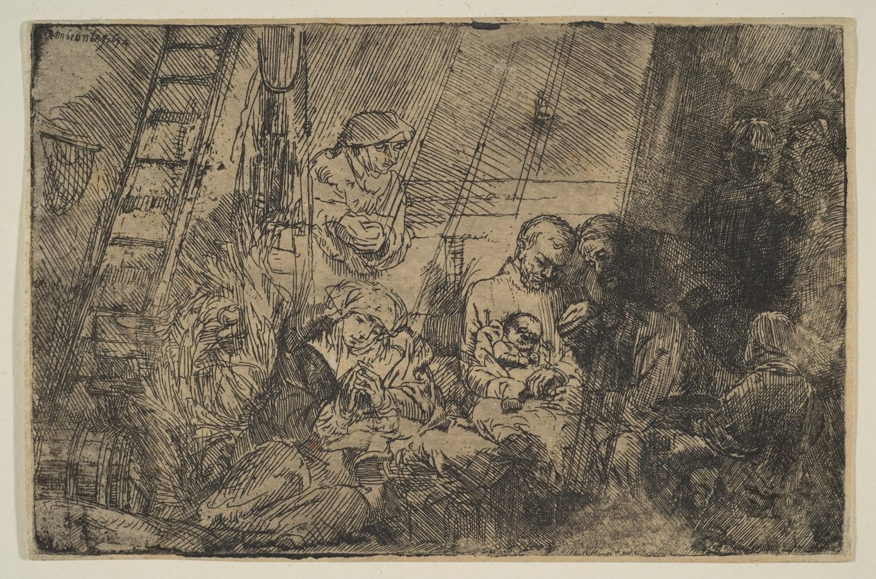 Ahırda Sünnet, 1654. by Rembrandt van Rijn