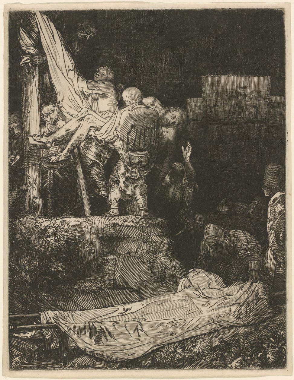 Torchlight ile Haçtan İniş by Rembrandt van Rijn
