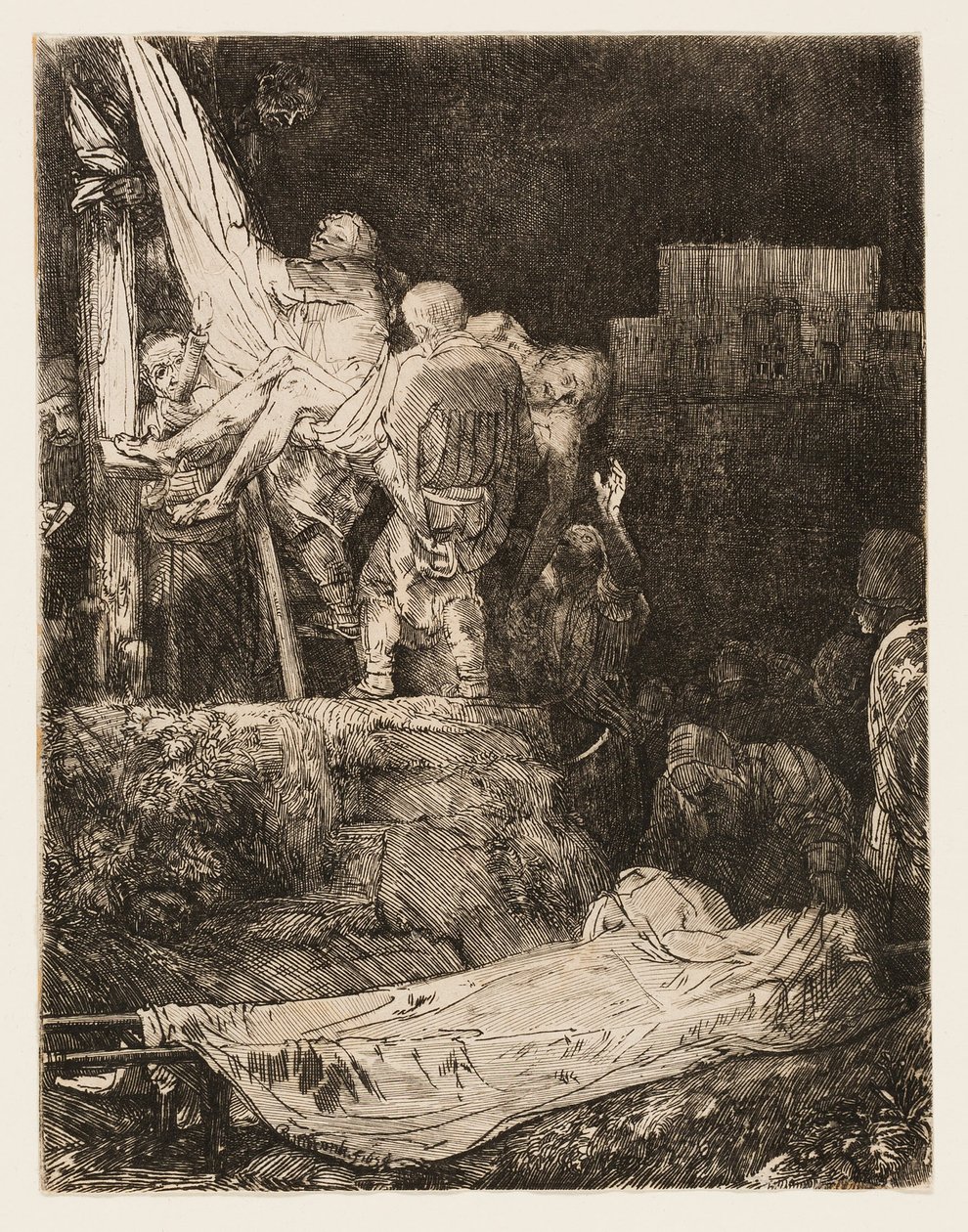 Torchlight ile Haçtan İniş by Rembrandt van Rijn