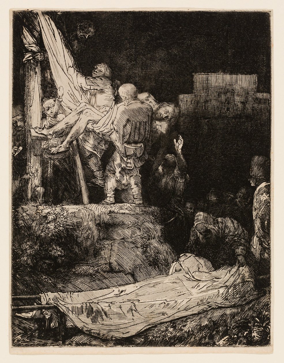 Torchlight ile Haçtan İniş by Rembrandt van Rijn