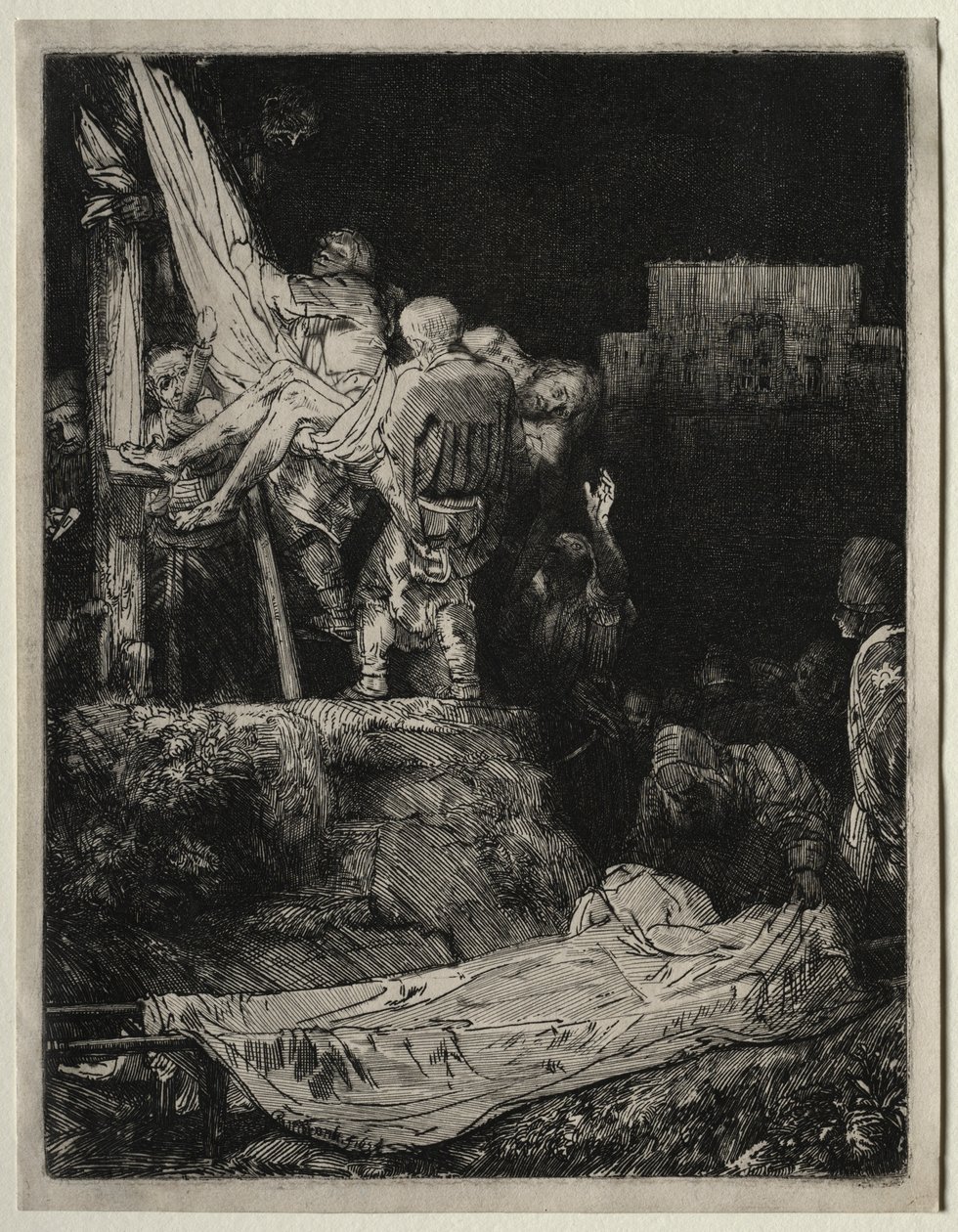 Torchlight tarafından Haçtan İniş, 1654. by Rembrandt van Rijn
