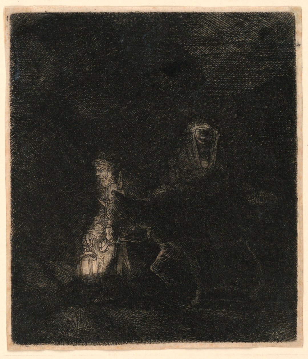 Mısır'a Uçuş: Bir Gece Parçası by Rembrandt van Rijn