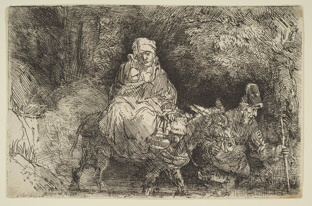 Mısır'a Uçuş: Dereyi Geçmek, 1654. by Rembrandt van Rijn