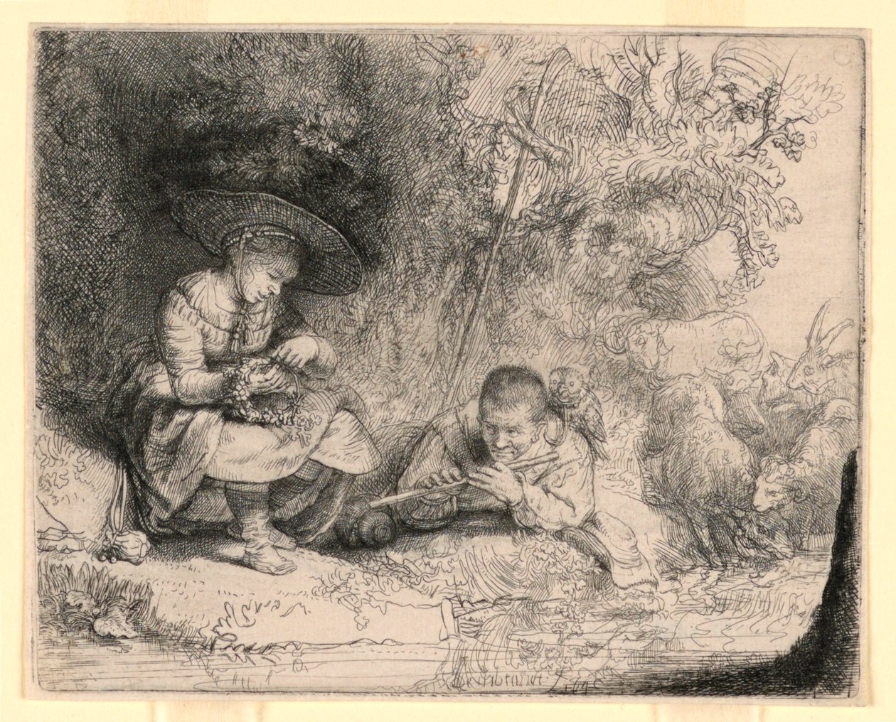 Flüt Çalan by Rembrandt van Rijn