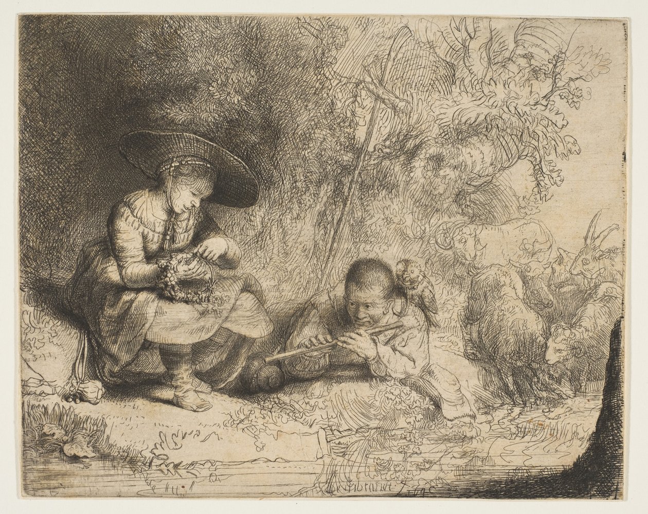 Flüt Çalan, 1642. by Rembrandt van Rijn