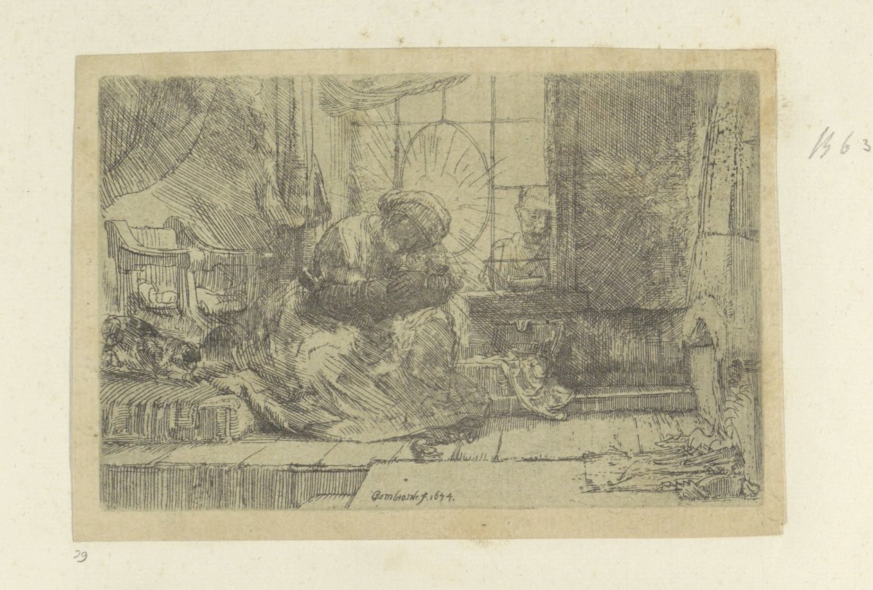 Kedi ve Yılanlı Kutsal Aile by Rembrandt van Rijn