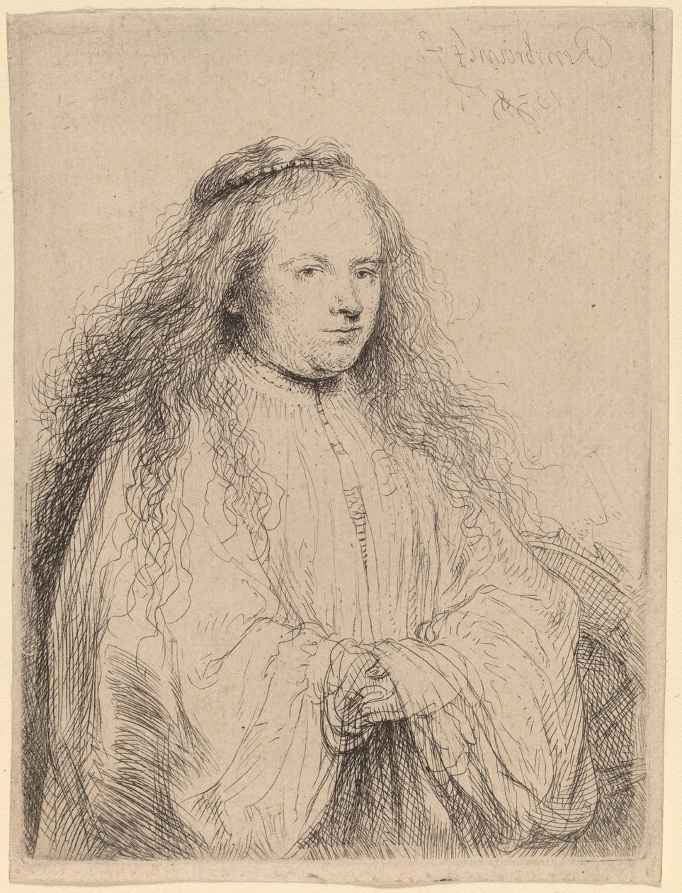 Küçük Yahudi Gelin Saskia, Aziz Catherine rolünde, 1638. by Rembrandt van Rijn