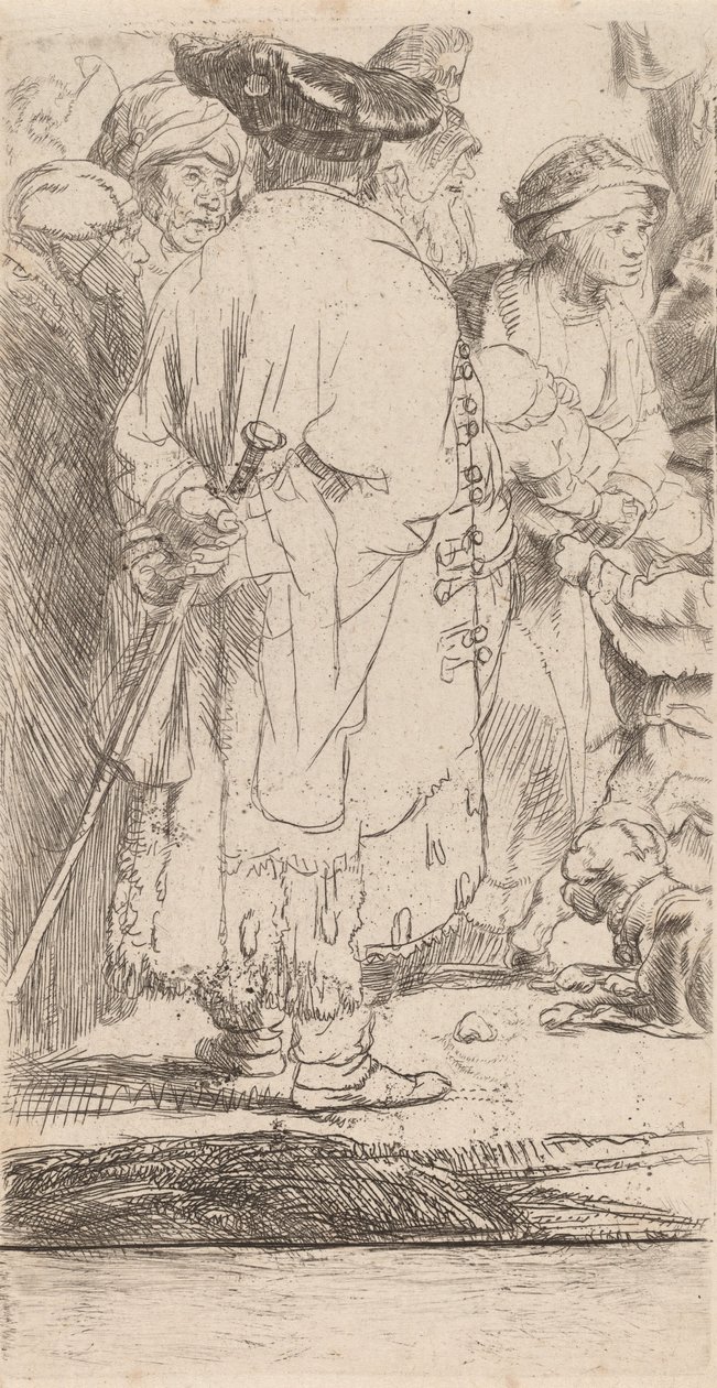 Yüz Gulden Baskısından Baston Parçalı Adam, c. 1649. by Rembrandt van Rijn