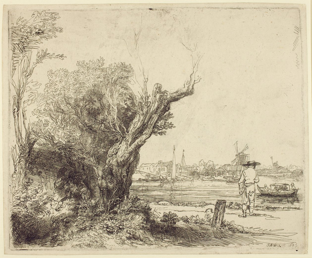 Omval, 1645 (kağıt üzerinde dağlama ve kuru nokta) by Rembrandt van Rijn