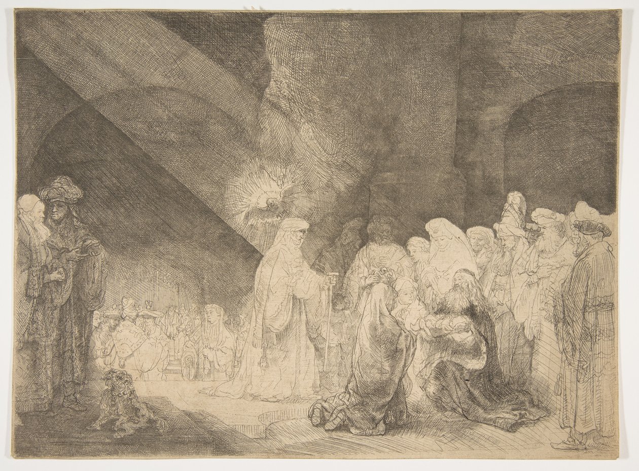 Tapınaktaki Sunum: Dikdörtgen Plaka. by Rembrandt van Rijn
