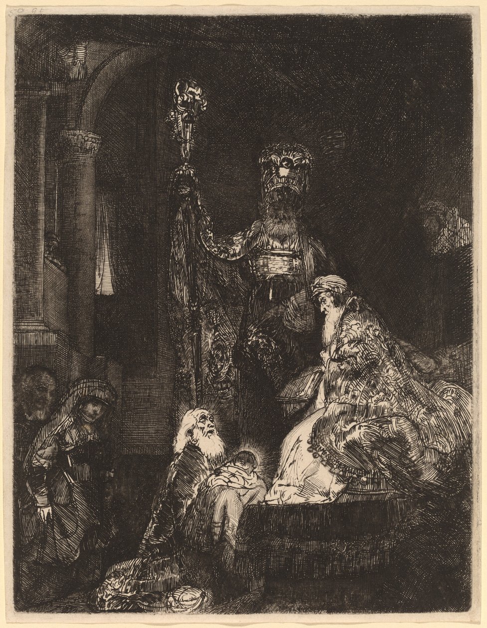 Karanlık Bir Şekilde Tapınakta Sunum by Rembrandt van Rijn