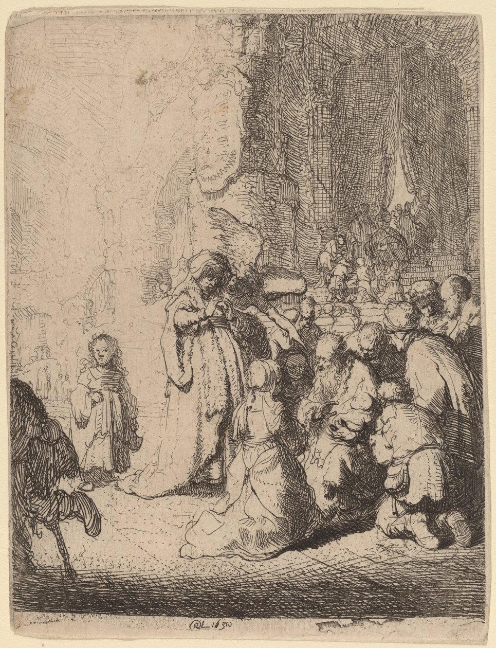 Melekle Tapınakta Sunum: Küçük Tabak by Rembrandt van Rijn