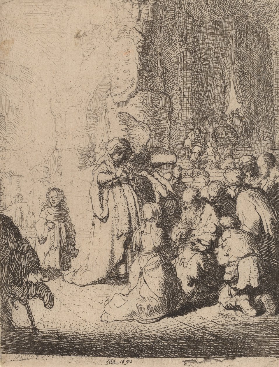 Melekle Tapınakta Sunum: Küçük Tabak, 1630. by Rembrandt van Rijn