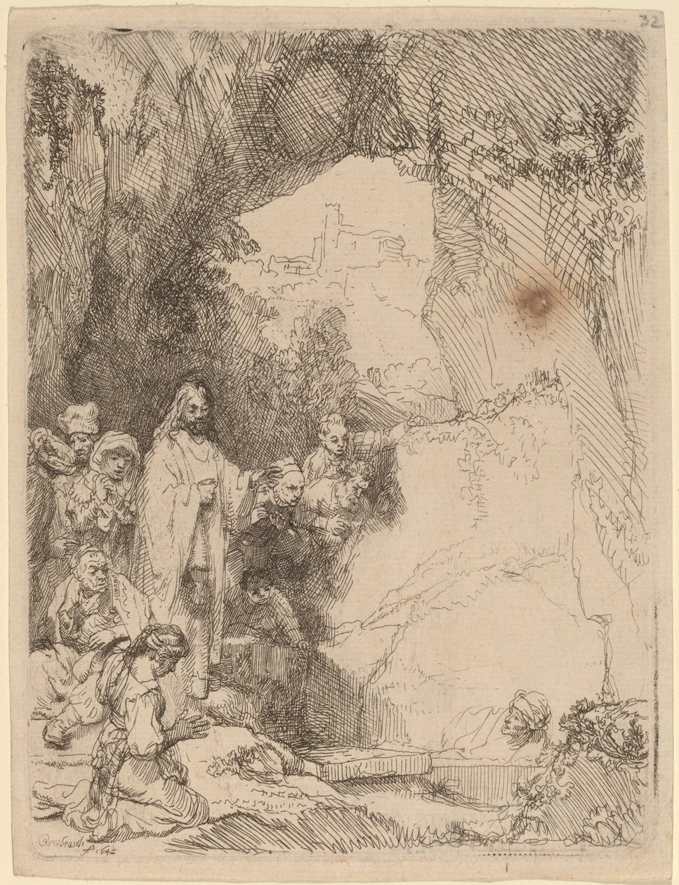 Lazarus'un Yükselişi: Küçük Tabak by Rembrandt van Rijn