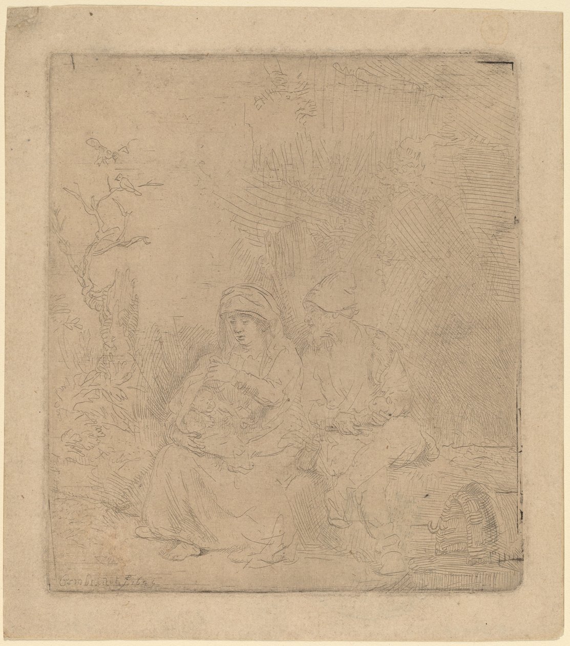 Uçuşta Kalanlar: Hafifçe Kazınmış by Rembrandt van Rijn