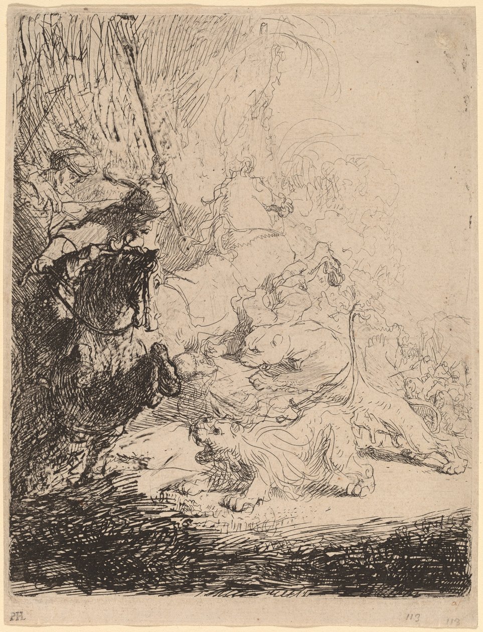 Küçük Aslan Avı (İki Aslanlı) by Rembrandt van Rijn