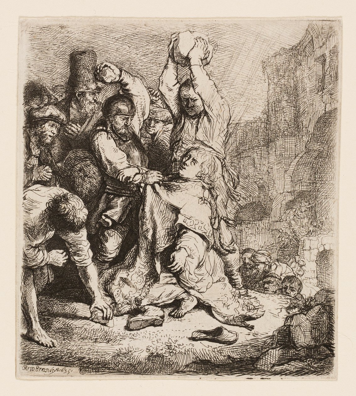 Aziz Stephen Taşlanması by Rembrandt van Rijn