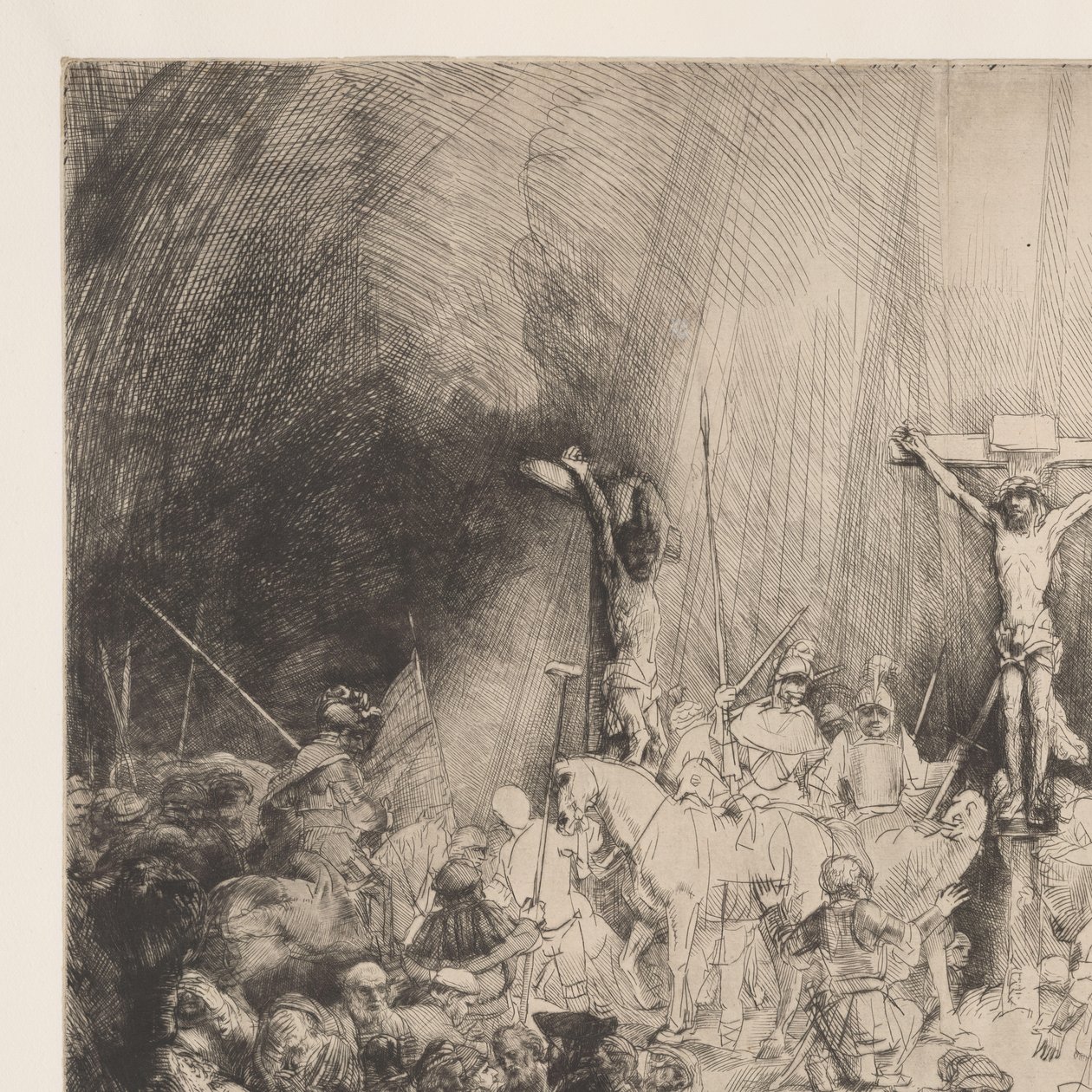 İsa'nın İki Hırsız Arasında Çarmıha Gerildiği Üç Haç: 'Üç Haç' by Rembrandt van Rijn