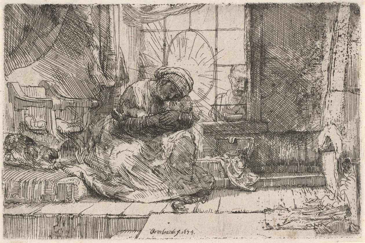 Kedi ve Yılanlı Bakire ve Çocuk, 1654. by Rembrandt van Rijn