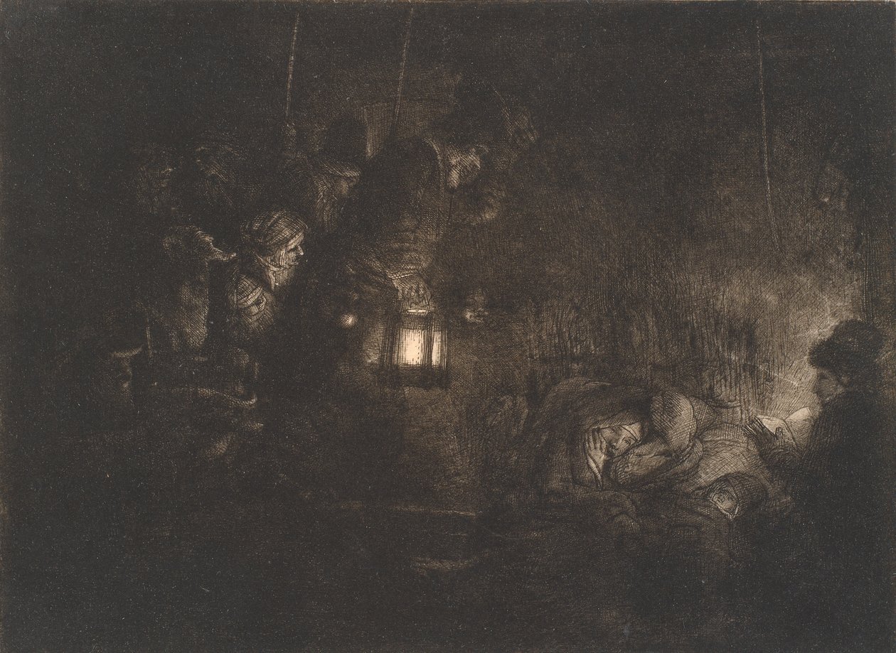 Çobanların hayranlığı: bir gece parçası by Rembrandt van Rijn
