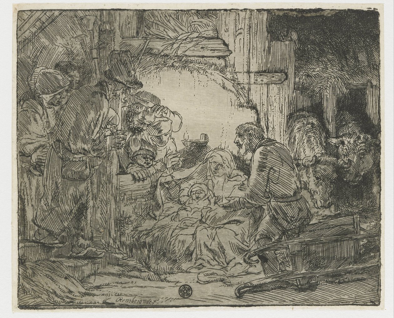 Çobanların hayranlığı: lamba ile by Rembrandt van Rijn