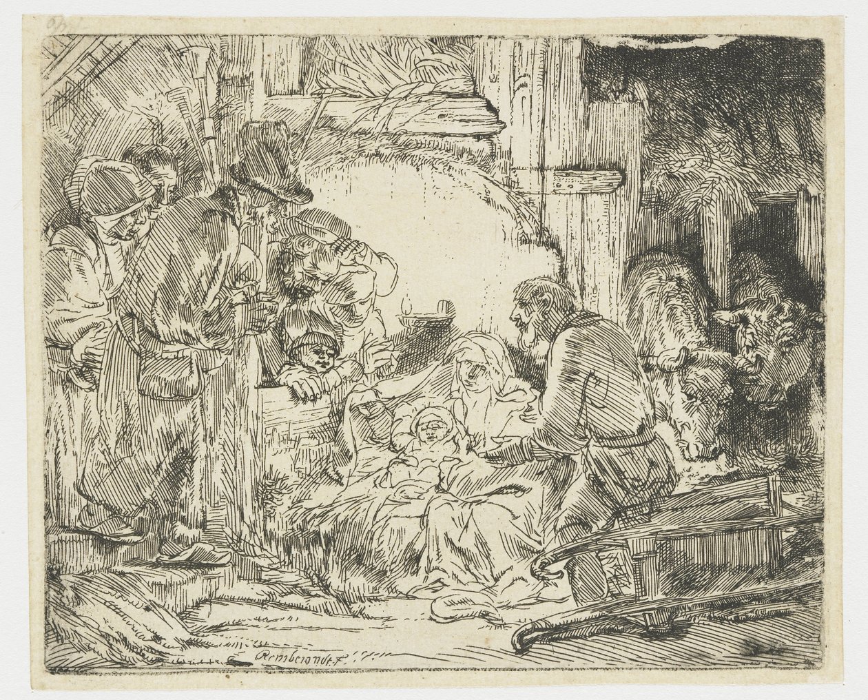 Çobanların hayranlığı: lamba ile by Rembrandt van Rijn