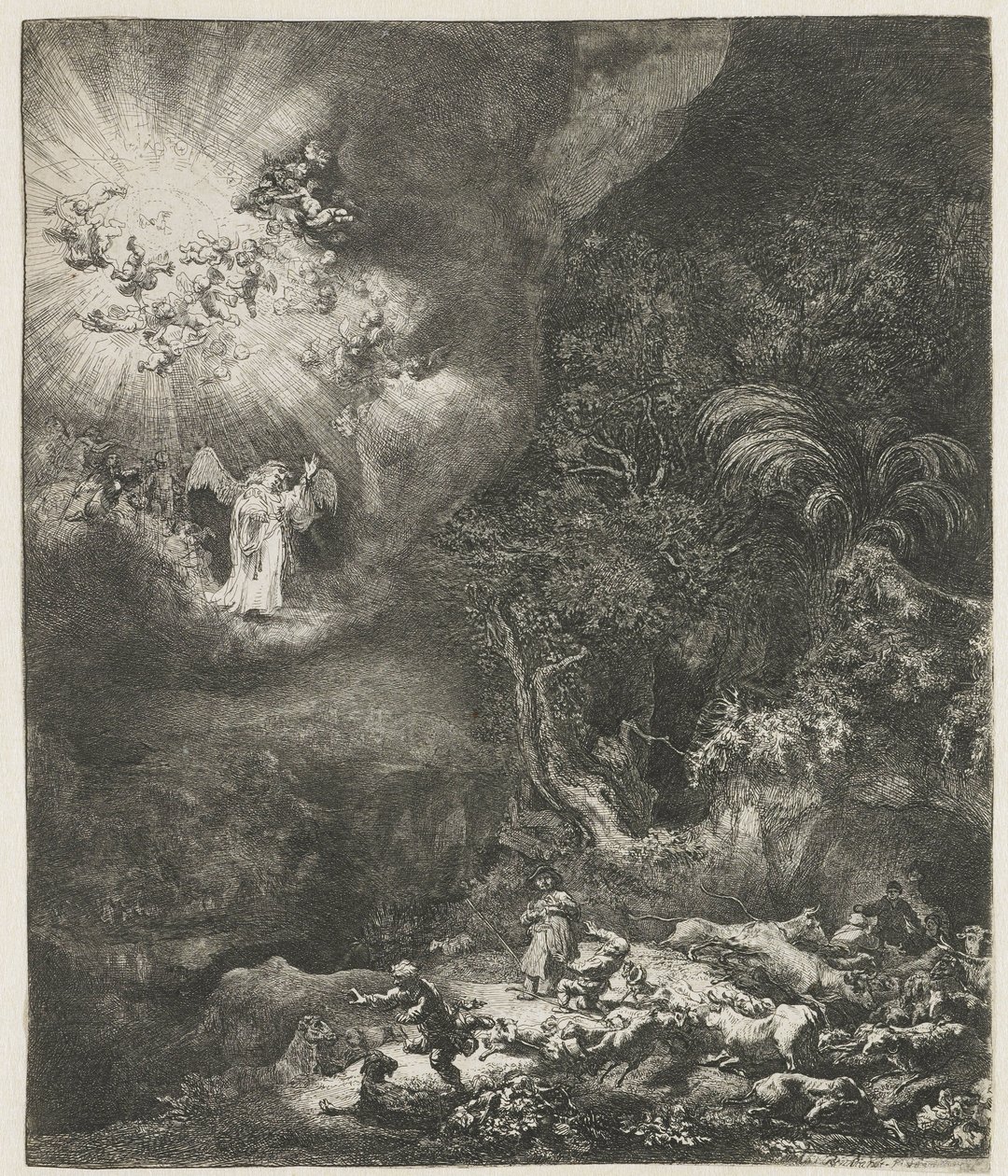 Çobanlara görünen melek by Rembrandt van Rijn