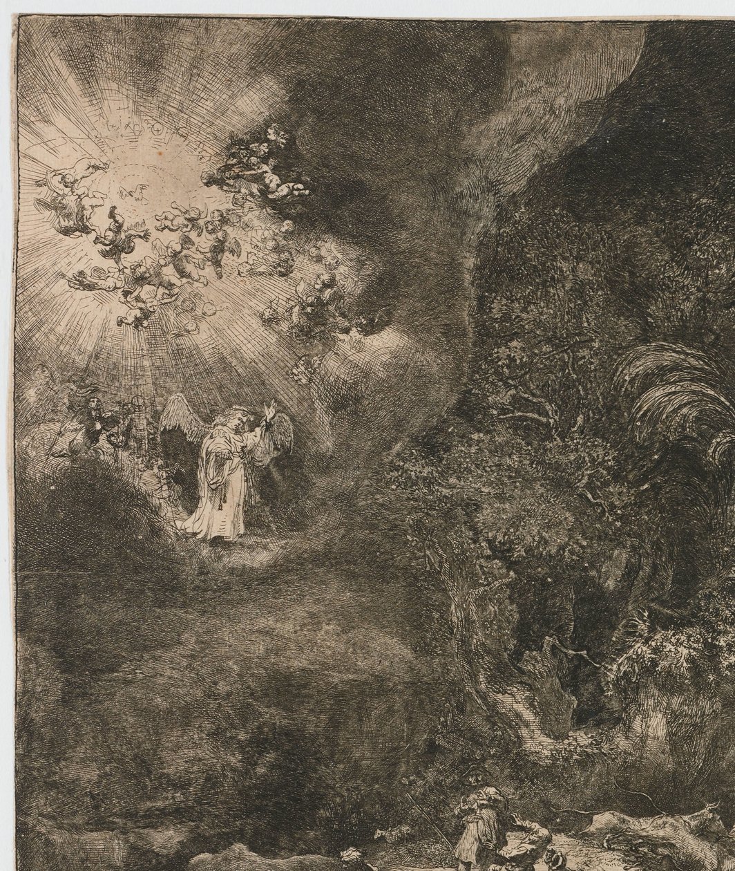 Çobanlara görünen melek by Rembrandt van Rijn