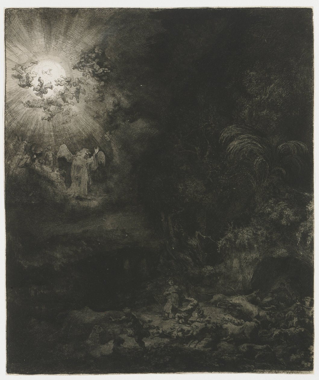 Çobanlara görünen melek by Rembrandt van Rijn