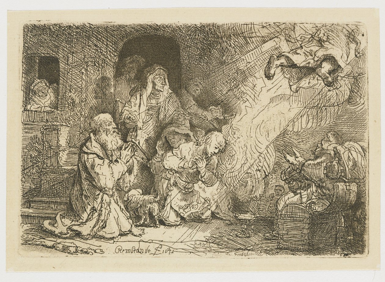 Tobias'ın ailesinden ayrılan melek by Rembrandt van Rijn