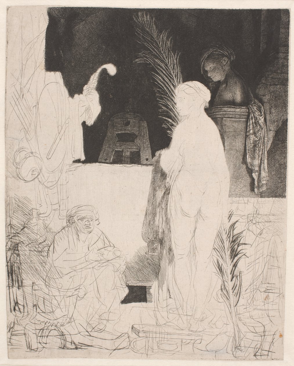 Bir modelden çizim yapan sanatçı: bitmemiş plaka by Rembrandt van Rijn