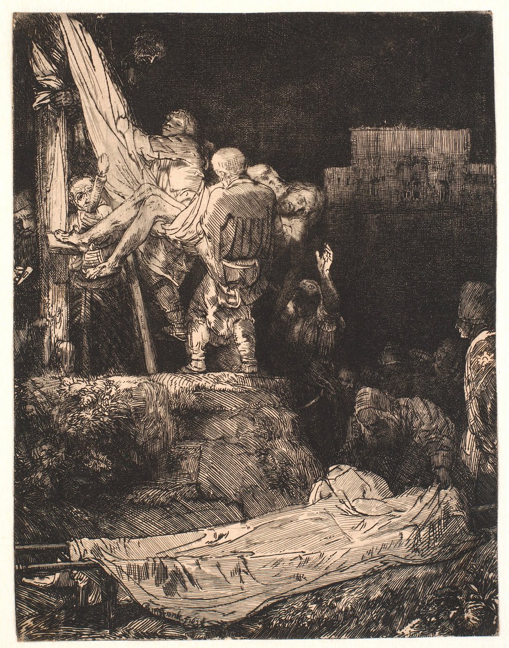 Haçtan iniş: meşale ışığında by Rembrandt van Rijn