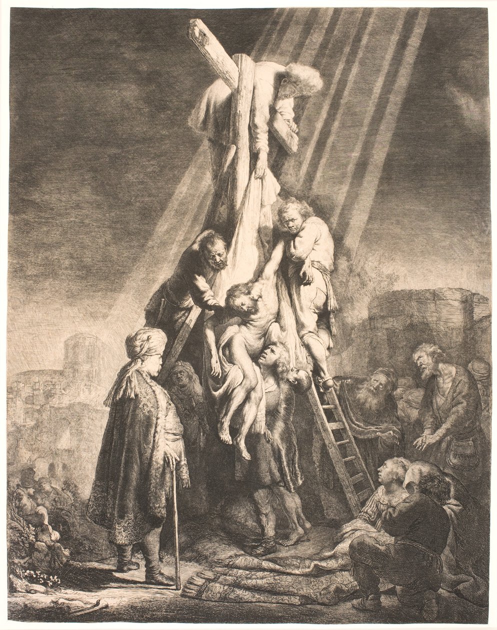 Haçtan iniş: ikinci levha by Rembrandt van Rijn